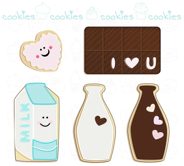 甘いクッキー セット — ストックベクタ