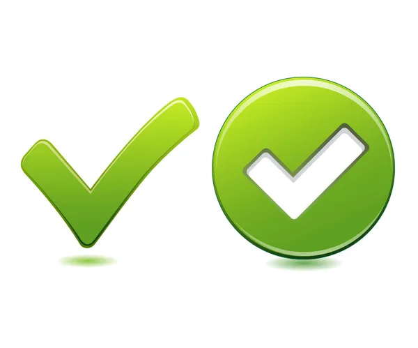 Botón de verificación verde — Vector de stock