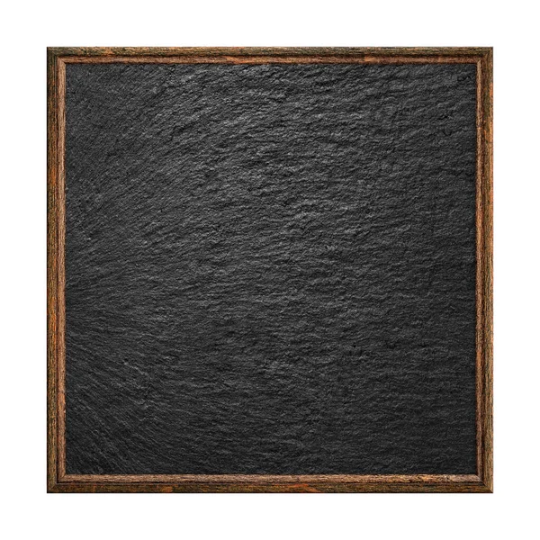 Wooden Frame Empty Square Frame Black Stone Surface Texture Isolated — Stock Photo, Image