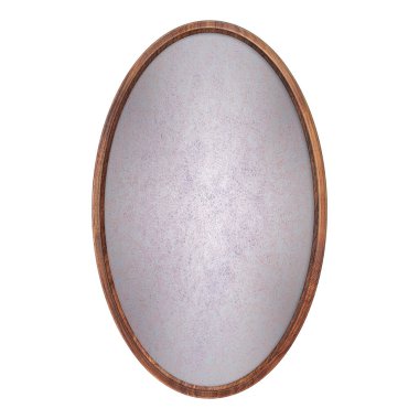 Ahşap çerçeve. Beyaz arkaplanda soyut dolgu dokusu izole edilmiş boş oval çerçeve. Yuvarlak kare. İmza panosu modeli. Eski çerçeve. İlan tahtası.