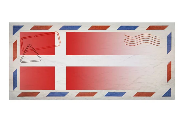 Postal Envelope Envelope Image Flag Denmark Danish Flag Old Crumpled — стокове фото