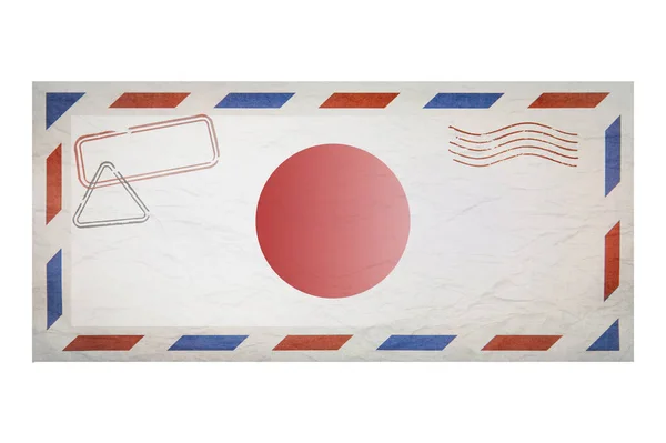 Postal Envelope Envelope Image Flag Japan Japanese Flag Old Crumpled — Stockfoto