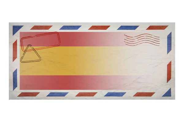 Postal Envelope Envelope Image Flag Spain Spanish Flag Old Crumpled — Stok fotoğraf