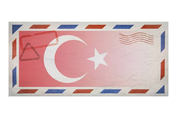 Postal Envelope Envelope Image Flag Turkey Turkish Flag Old Crumpled — Stockfoto