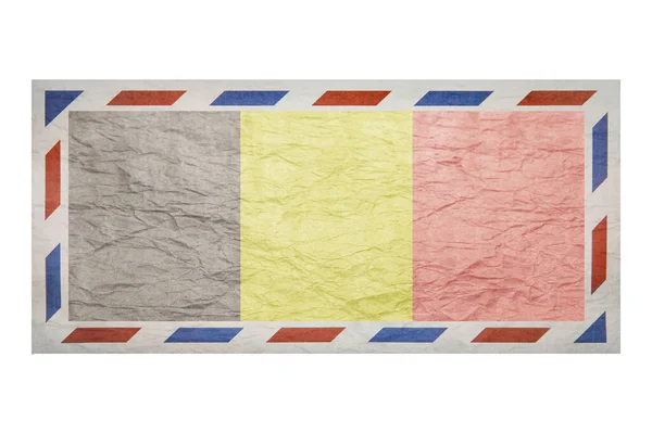Sobre Postal Sobres Con Bandera Bélgica Bandera Belga Sobre Arrugado —  Fotos de Stock