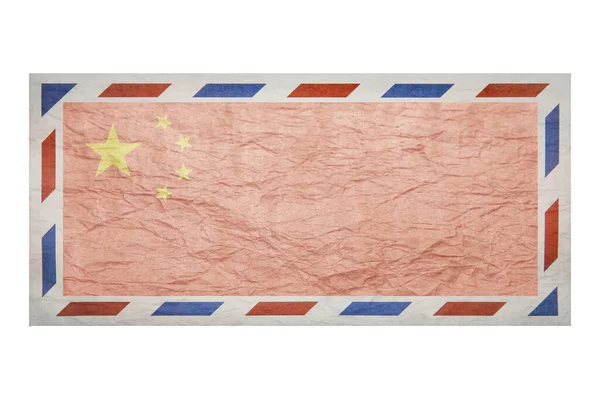 Postenveloppe Envelop Met Afbeelding Vlag Van China Chinese Vlag Vervaagde — Stockfoto