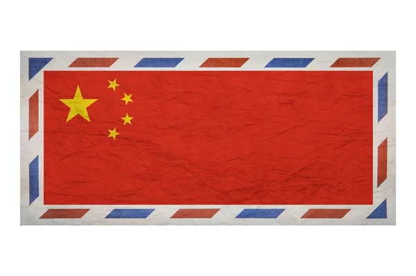 Envelope Postal Envelope Com Bandeira Imagem China Bandeira Chinesa Envelope — Fotografia de Stock