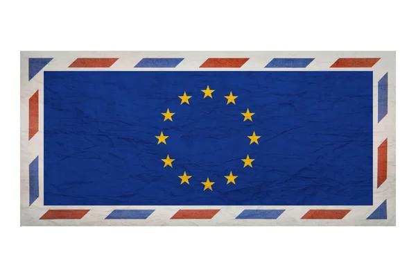 Почтовый Конверт Конверт Изображением Флага Европейский Флаг Смятый Конверт Флагом — стоковое фото