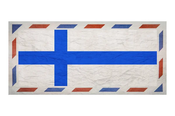 Koperta Pocztowa Koperta Flagą Wizerunku Finlandii Fińska Flaga Zgnieciona Koperta — Zdjęcie stockowe
