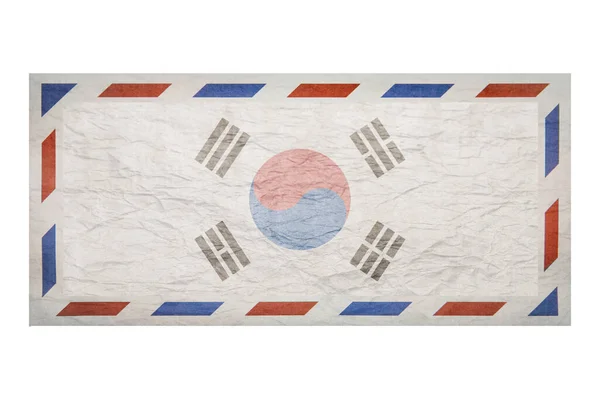 Postenveloppe Envelop Met Beeldvlag Van Zuid Korea Koreaanse Vlag Vervaagde — Stockfoto
