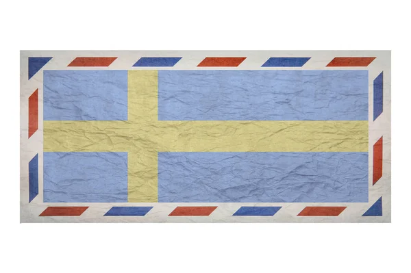 Koperta Pocztowa Koperta Flagą Wizerunku Szwecji Flaga Szwedzka Wyblakła Koperta — Zdjęcie stockowe