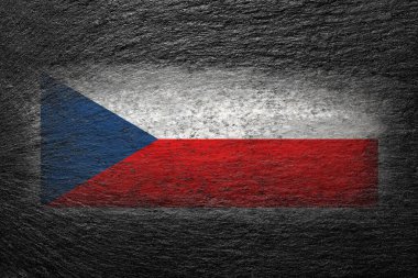 Çek Cumhuriyeti bayrağı. Çek bayrağı siyah bir taşın üzerine boyanmıştır. Yaratıcı arkaplan. 