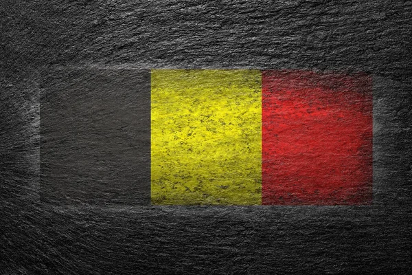 Βελγική Σημαία Βελγική Σημαία Είναι Βαμμένη Μαύρη Πέτρα Δημιουργικό Υπόβαθρο — Φωτογραφία Αρχείου