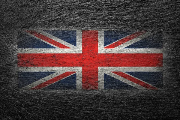 Flagge Großbritanniens Die Britische Flagge Ist Auf Einen Schwarzen Stein — Stockfoto