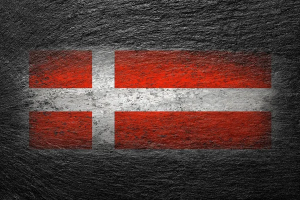 Drapeau Danemark Drapeau Danois Est Peint Sur Une Pierre Noire — Photo