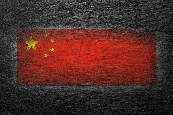 Bandera China Bandera China Está Pintada Sobre Una Piedra Negra — Foto de Stock