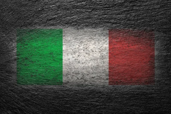 Bandera Italia Bandera Italiana Está Pintada Sobre Una Piedra Negra — Foto de Stock