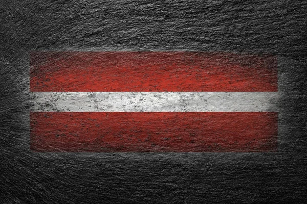 Lettország Zászló Lett Zászló Fekete Kőre Van Festve Kreatív Háttér — Stock Fotó
