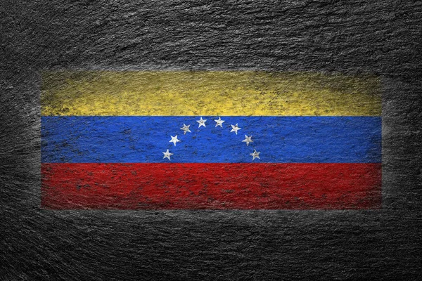 Venezuela Flagge Die Venezolanische Flagge Ist Auf Einen Schwarzen Stein — Stockfoto