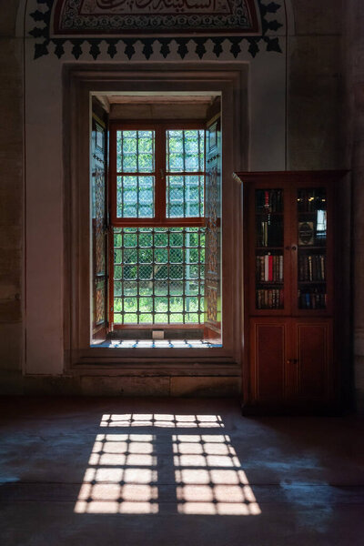 Mosque of Sehzade Camii. Window of Sehzade Camii Mosque. Landmarks of Turkey. Tourist place. Turkey. Istanbul. September 25, 2021