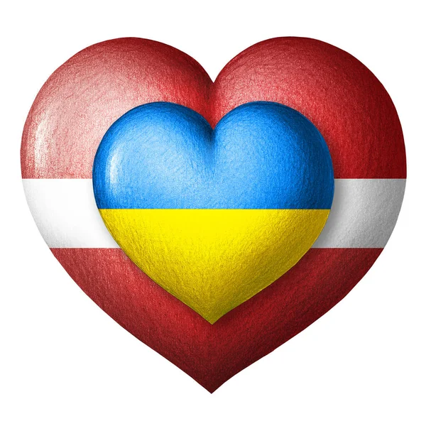 우크라이나와 라트비아의 국기이다 색깔에 사람의 배경에 있었다 그리고 도움의 나라들의 — 스톡 사진