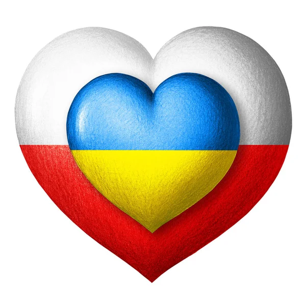 우크라이나와 폴란드의 국기이다 색깔에 사람의 배경에 있었다 그리고 도움의 나라들의 — 스톡 사진