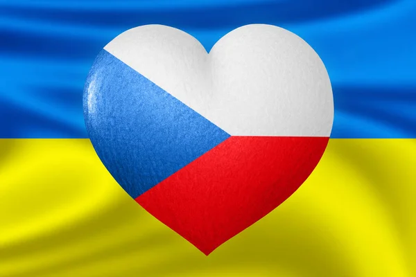 Bandiere Ucraina Repubblica Ceca Colore Del Cuore Della Bandiera Sullo — Foto Stock