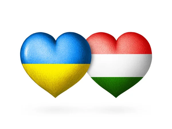 우크라이나와 헝가리의 국기이다 색깔에 사람의 배경에 있었다 도움의 — 스톡 사진