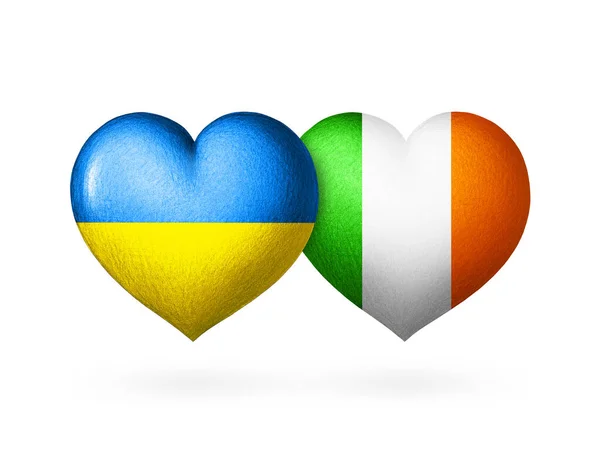 우크라이나와 아일랜드의 국기이다 색깔에 사람의 배경에 있었다 도움의 — 스톡 사진