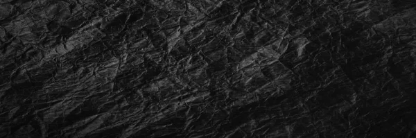 Crumpled Black Kraft Paper Texture Crumpled Black Recycled Paper Wallpaper — Stock Photo, Image