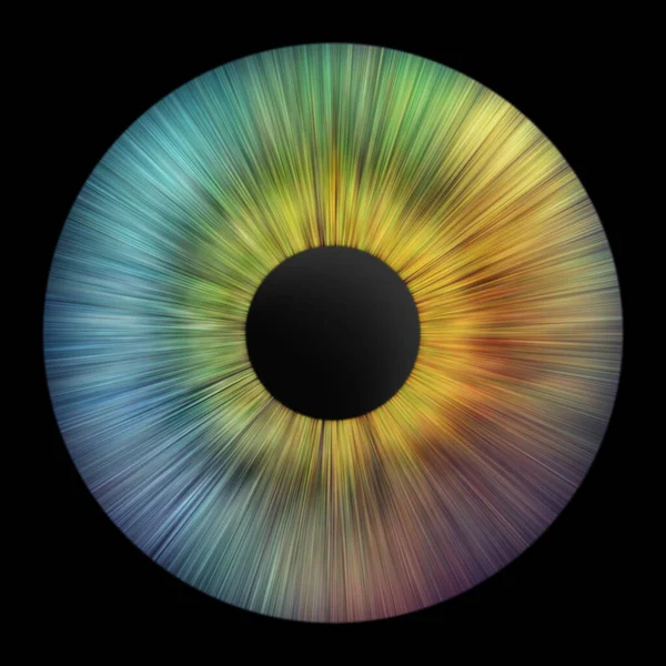 Iris of the eye. Iris of the human. Eye illustration on black. Creative digital graphic design.