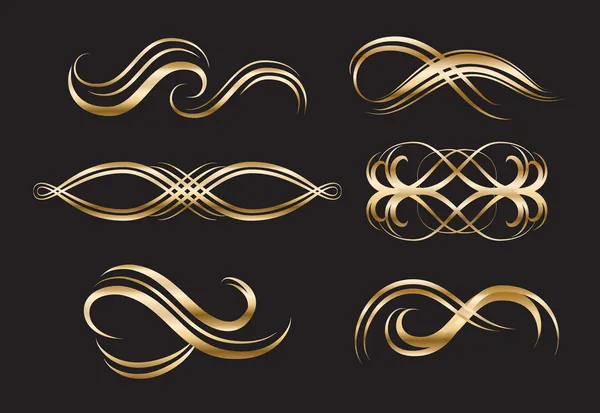 Gold Decorative Labels and Swirls — Stock Vector