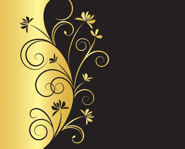 Fondo floral en colores negro y dorado — Foto de Stock