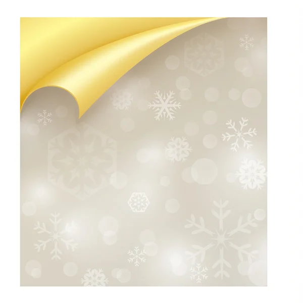 Papel ligero con textura de copo de nieve y esquina dorada rizada — Foto de Stock