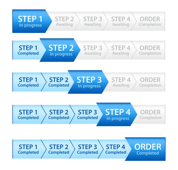 订单处理流程的蓝色进度栏 — 图库照片