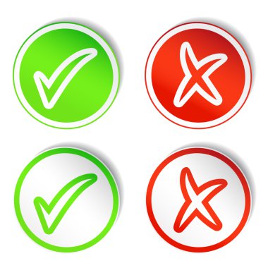 Evet & hiçbir onay işaretli ile sopa yuvarlak