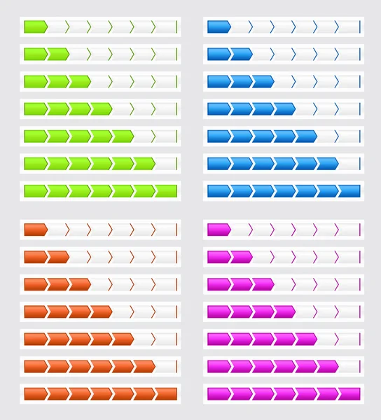 Barras de progreso en cuatro colores para sitios web —  Fotos de Stock