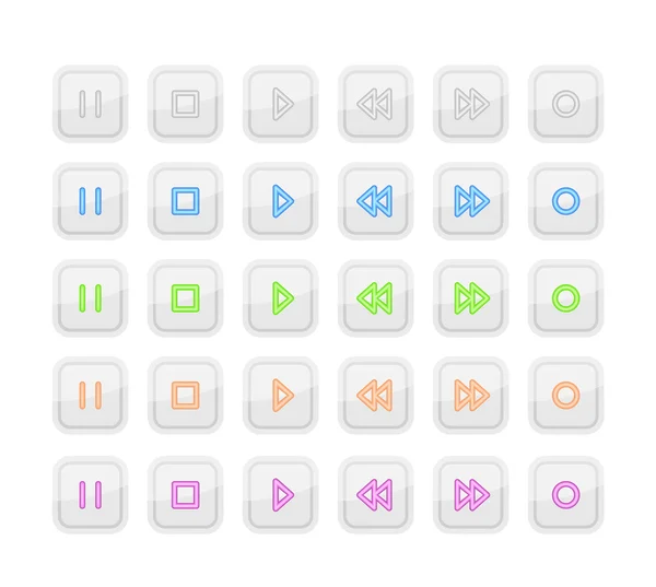 Light Media Stop and Play Buttons with Neon Icons — Stock Photo, Image