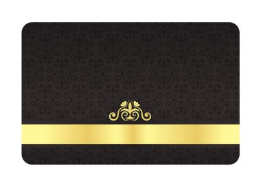 Black VIP Card with Vintage Pattern and Golden Label