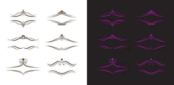 Étiquettes calligraphiques noires et violettes — Image vectorielle