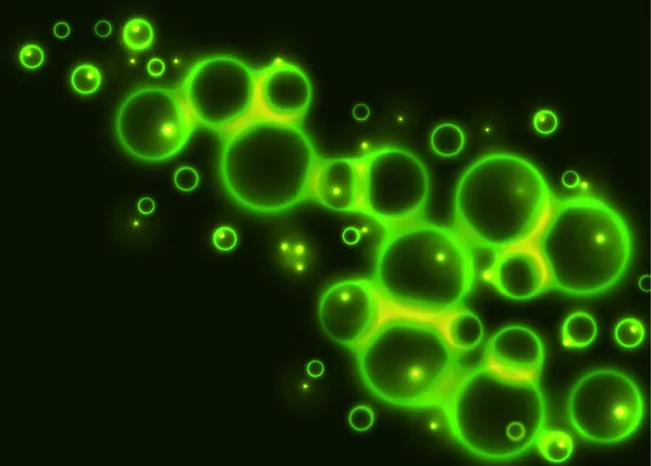 Abstract Background with Green Glowing Bubbles — Stock Vector