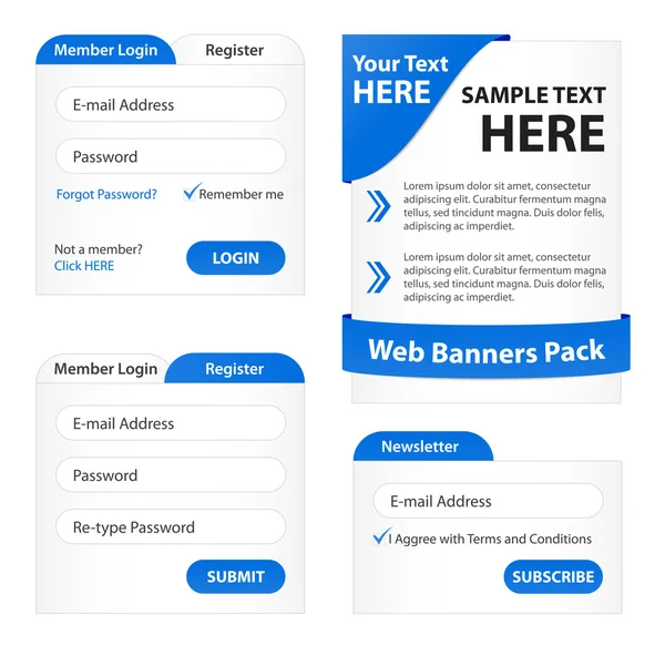 Paquete de elementos web modernos — Vector de stock