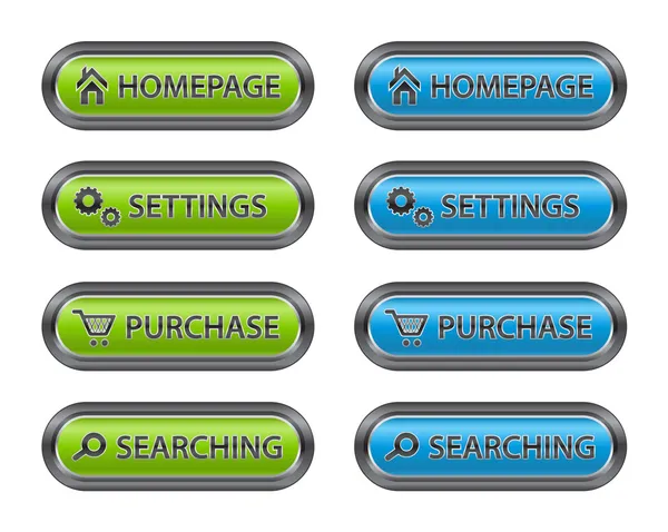 Botones de metal con iconos para sitios web — Archivo Imágenes Vectoriales