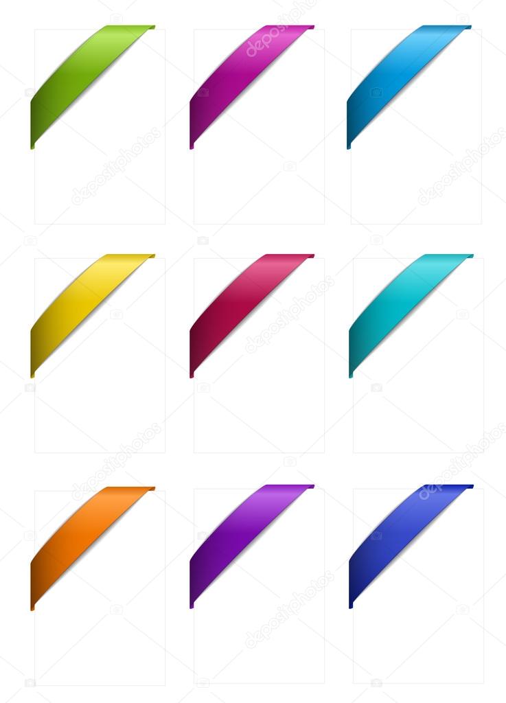 Set of Corner Ribbons in Metallic Colors