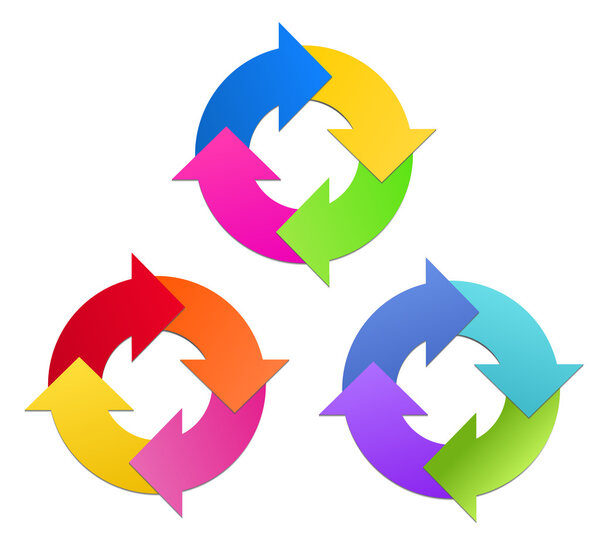 Стрелки по кругу в трех цветовых наборах
