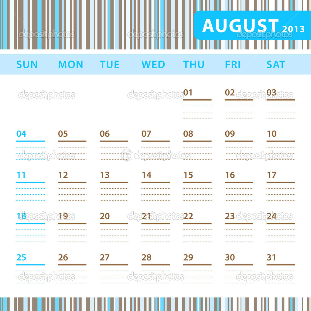 Planning Calendar - August 2013