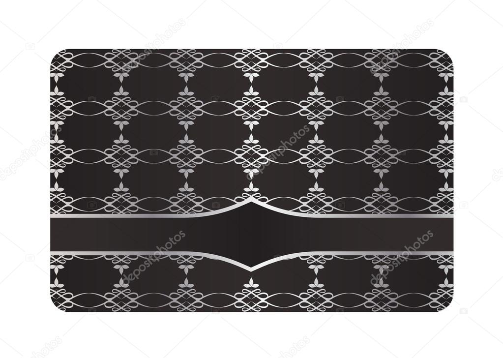 Black Decorative Card with Silver Pattern