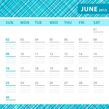 Temmuz 2013 callendar notları için boş alan ile planlama. Mavi doku arka planda kontrol.