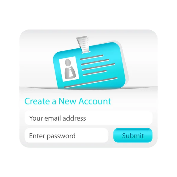 Crie um novo formulário de conta com cartão de identificação azul claro. Elemento para sites e aplicativos móveis — Vetor de Stock
