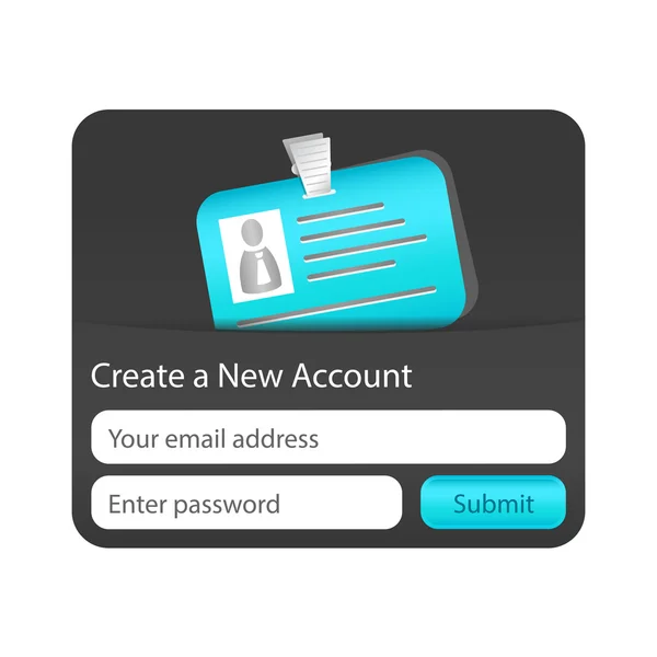 Cree un nuevo formulario de cuenta con tarjeta de identificación azul claro. Elemento para sitios web y aplicaciones móviles — Vector de stock